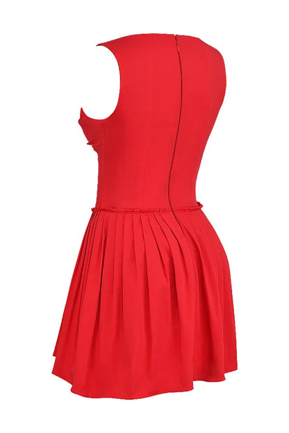 Cupid Scarlet Pleated Mini Dress