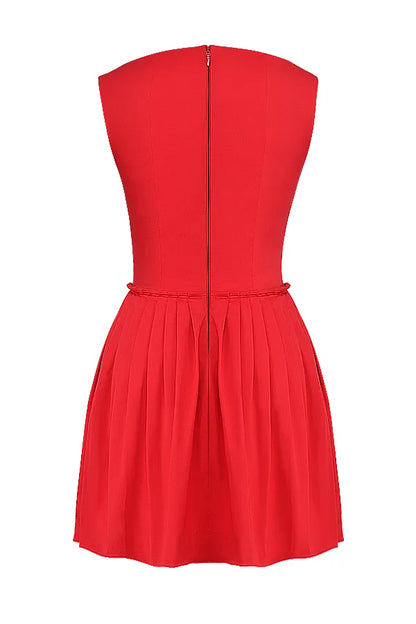 Cupid Scarlet Pleated Mini Dress