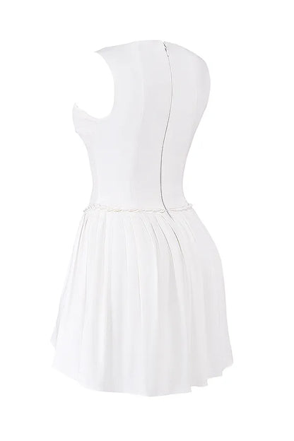 Cupid White Pleated Mini Dress