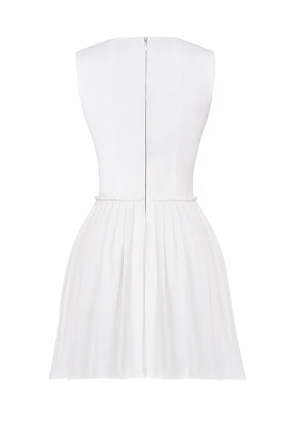 Cupid White Pleated Mini Dress