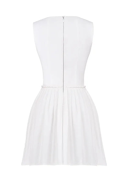 Cupid White Pleated Mini Dress