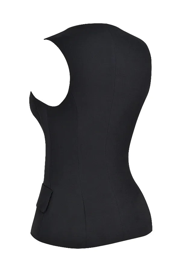 Juliet Black Sleeveless Tuxedo Top