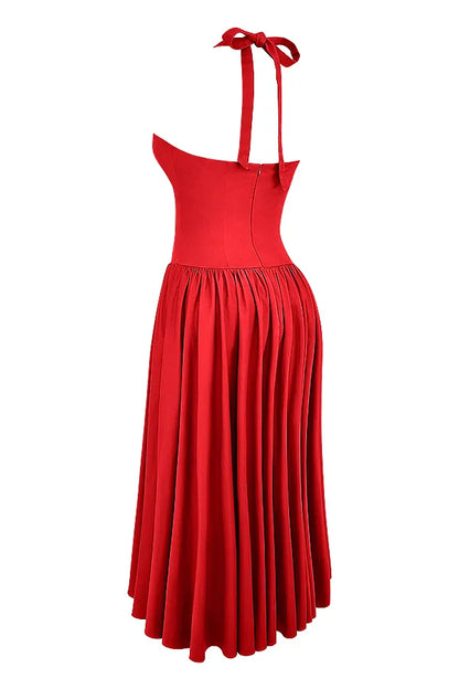 Coquette Scarlet Halter Midi Dress
