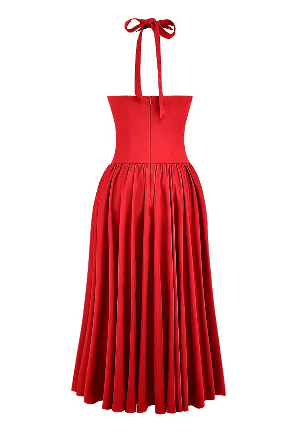 Coquette Scarlet Halter Midi Dress