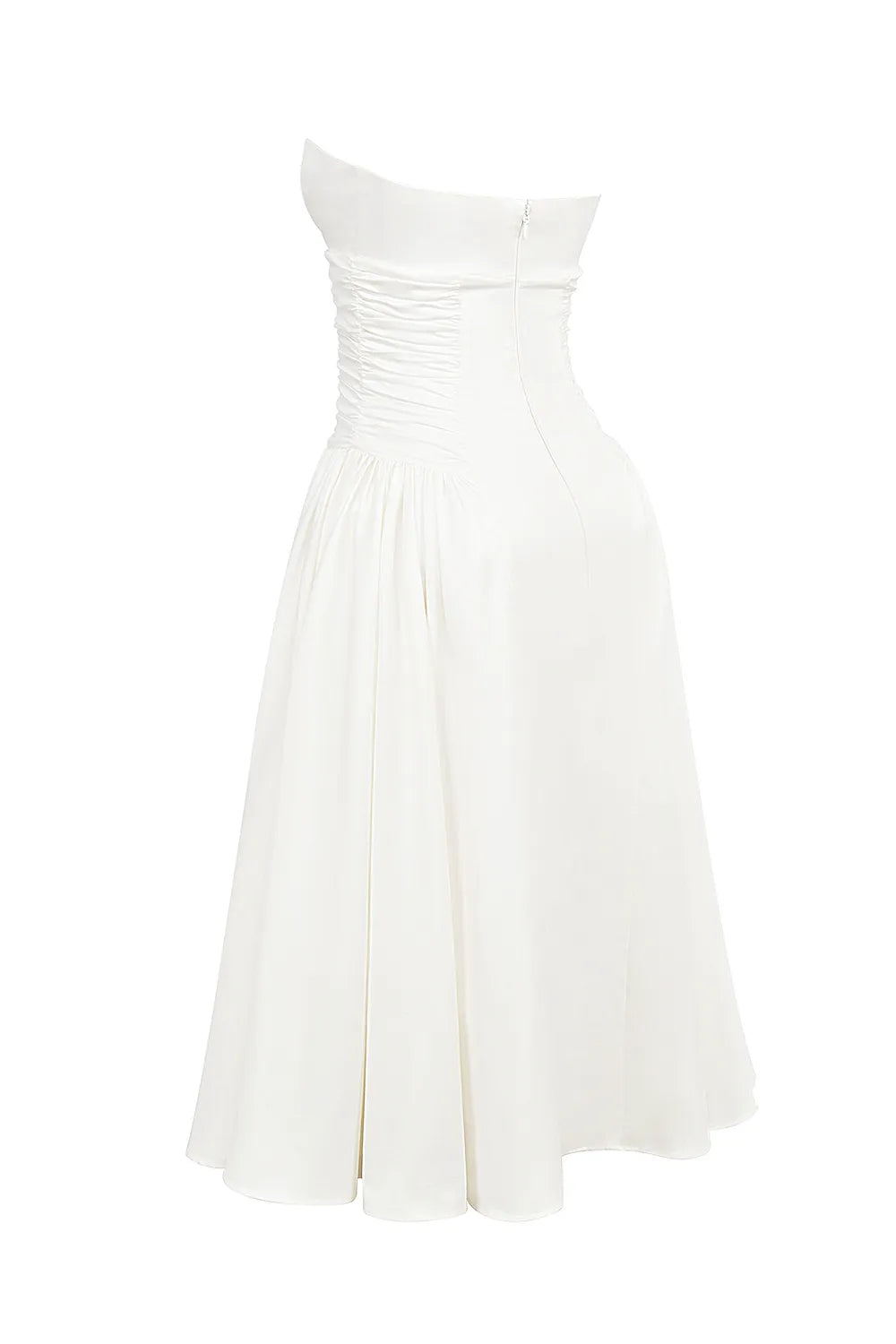 Georgiana White Cotton Strapless Midi Sundress