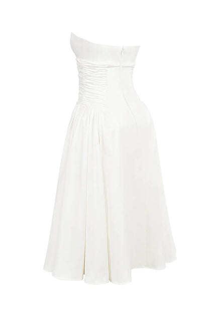 Georgiana White Cotton Strapless Midi Sundress