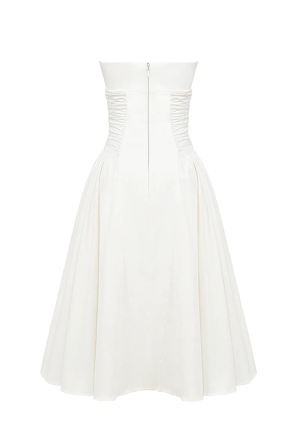 Georgiana White Cotton Strapless Midi Sundress