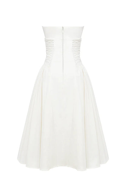 Georgiana White Cotton Strapless Midi Sundress