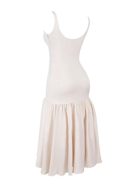 Amore Vintage Cream Dropped Waist Midi Dress