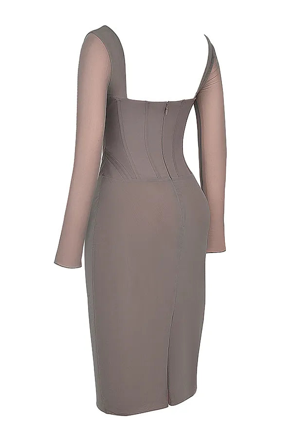 Safran Mocha Corset Midi Dress