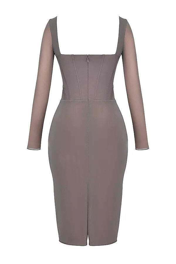 Safran Mocha Corset Midi Dress