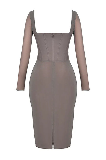 Safran Mocha Corset Midi Dress