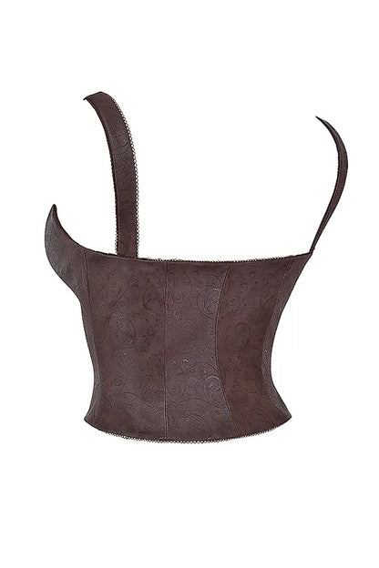 Pia Brown Vegan Leather Corset