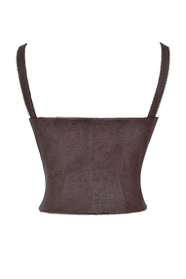 Pia Brown Vegan Leather Corset