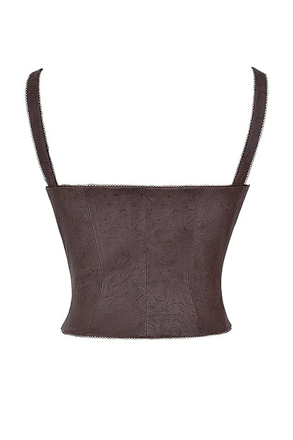 Pia Brown Vegan Leather Corset