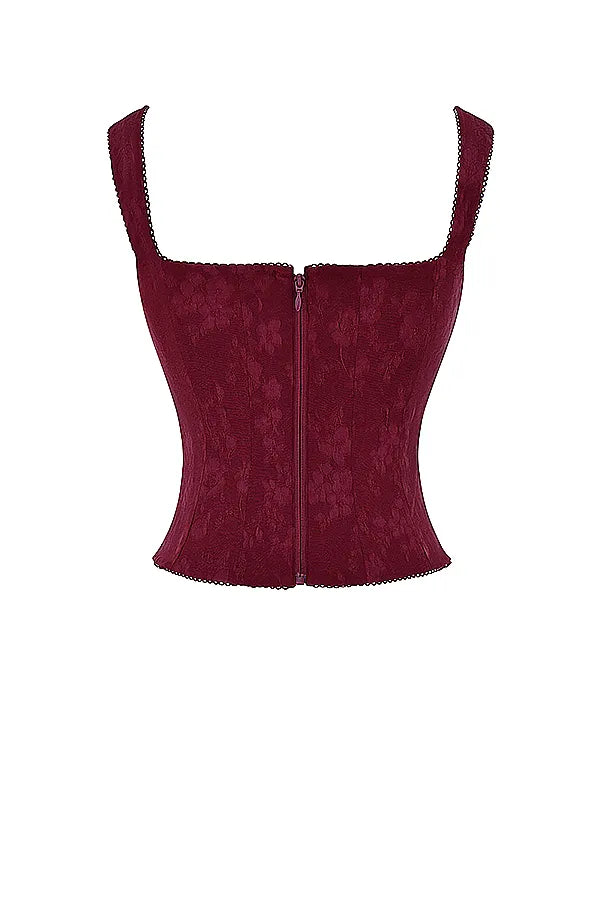 Parisa Merlot Floral Corset