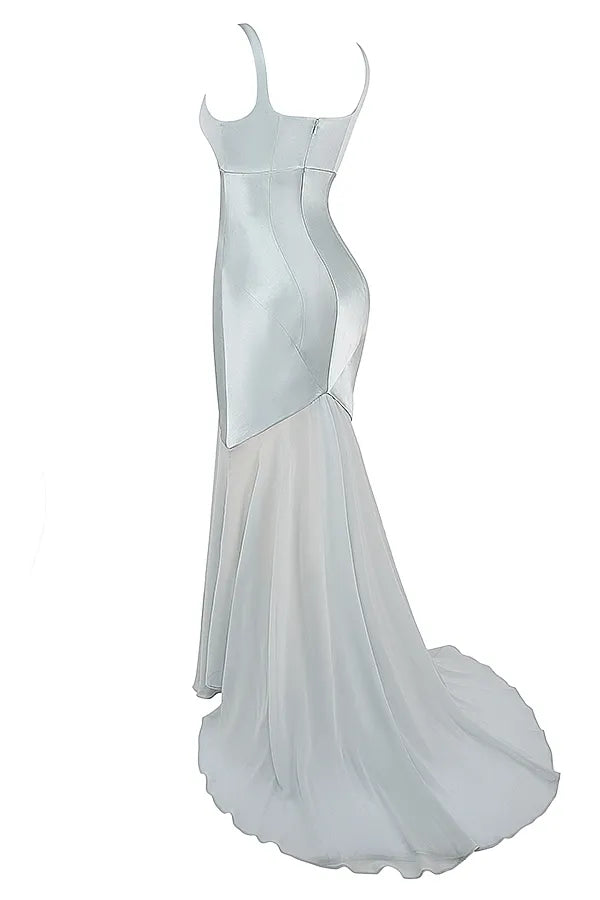 Vittoria Pistachio Chiffon Floor Length Gown