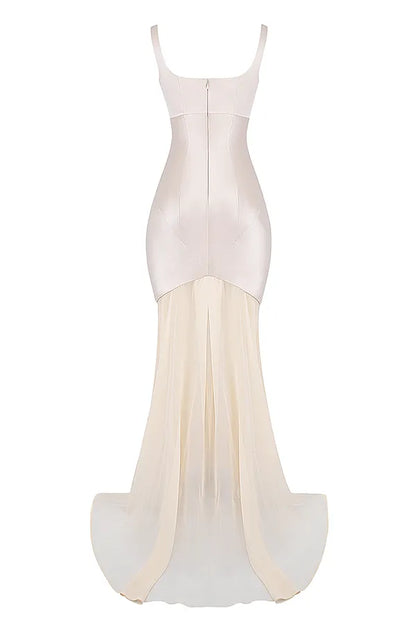 Vittoria Champagne Chiffon Floor Length Gown