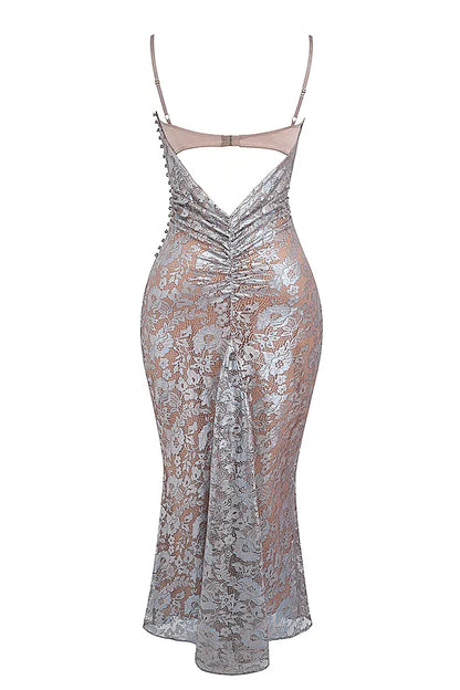 Azzurra Ice Blue Lace Godet Gown