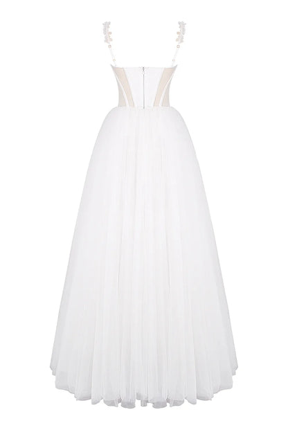 Nathalie White Floral Lace Tulle Bridal Gown