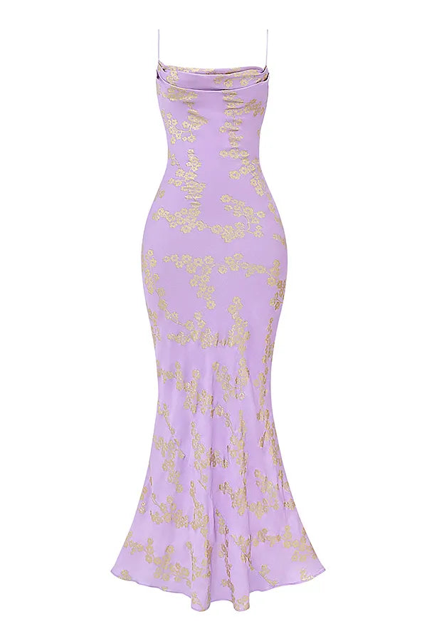 Capriana  Orchid Jacquard Satin Gown