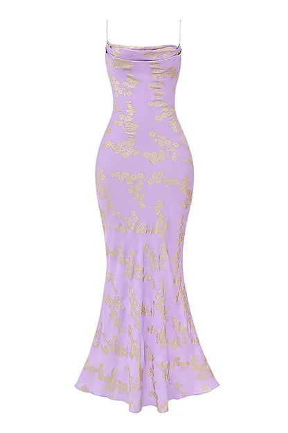 Capriana  Orchid Jacquard Satin Gown