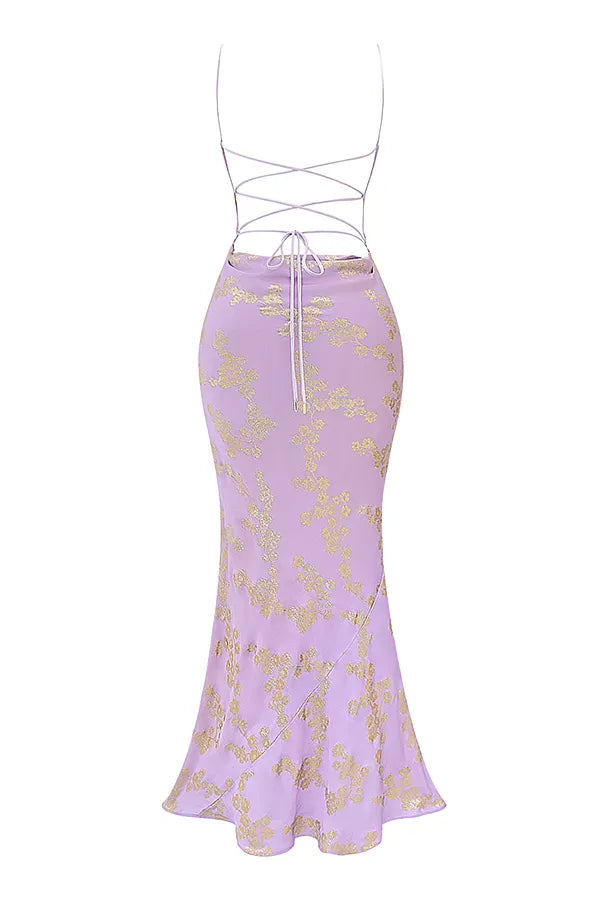 Capriana  Orchid Jacquard Satin Gown