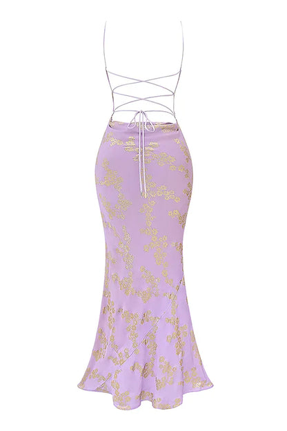 Capriana  Orchid Jacquard Satin Gown