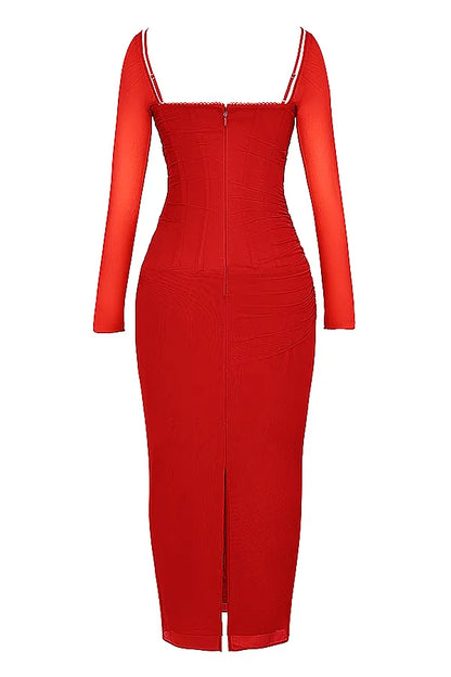 Katarina Scarlet Long Sleeve Maxi Dress