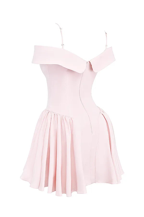 Elida Ballerina Pink Off Shoulder Mini Dress