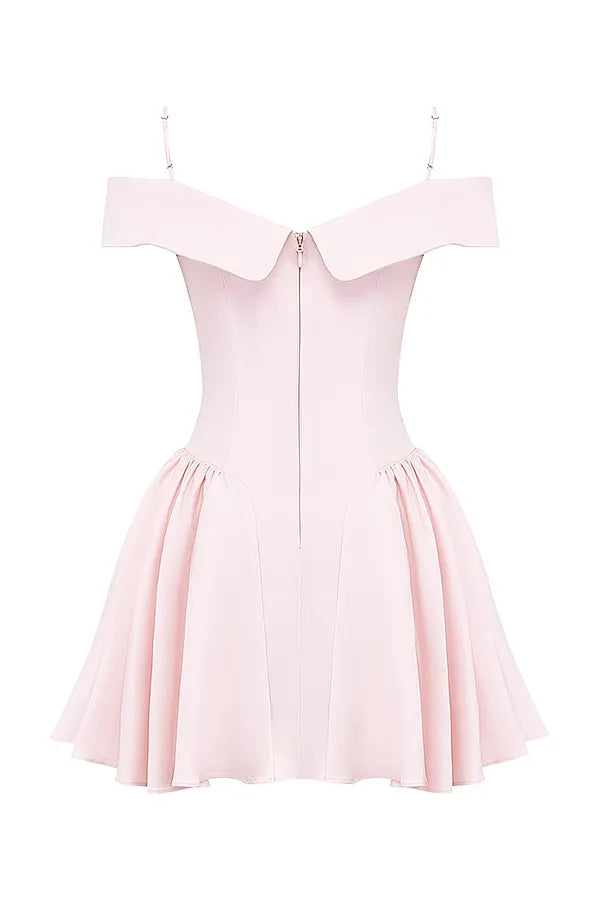Elida Ballerina Pink Off Shoulder Mini Dress