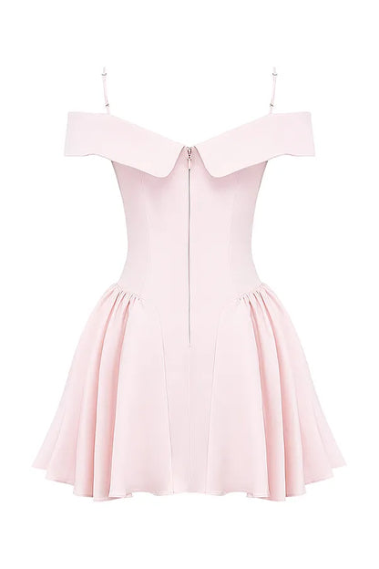Elida Ballerina Pink Off Shoulder Mini Dress