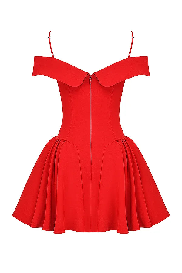 Elida Scarlet Off Shoulder Mini Dress