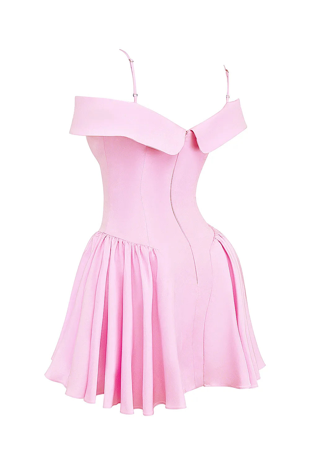 Elida Cotton Candy Twill Off Shoulder Mini Dress