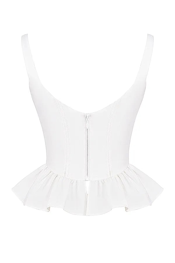 Gigou White Peplum Cotton Corset