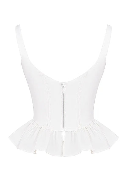 Gigou White Peplum Cotton Corset
