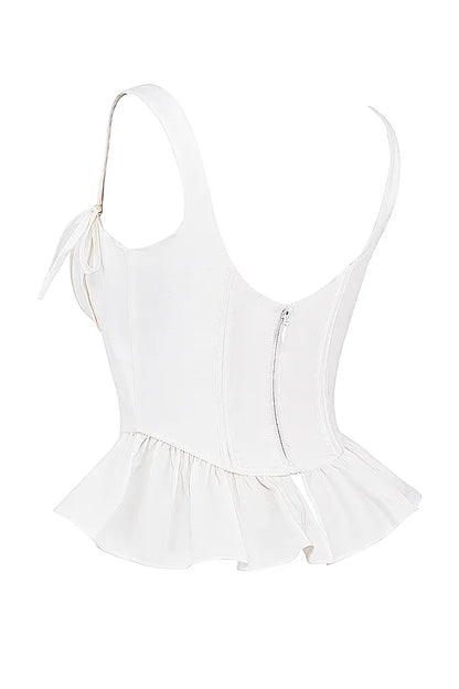 Gigou White Peplum Cotton Corset