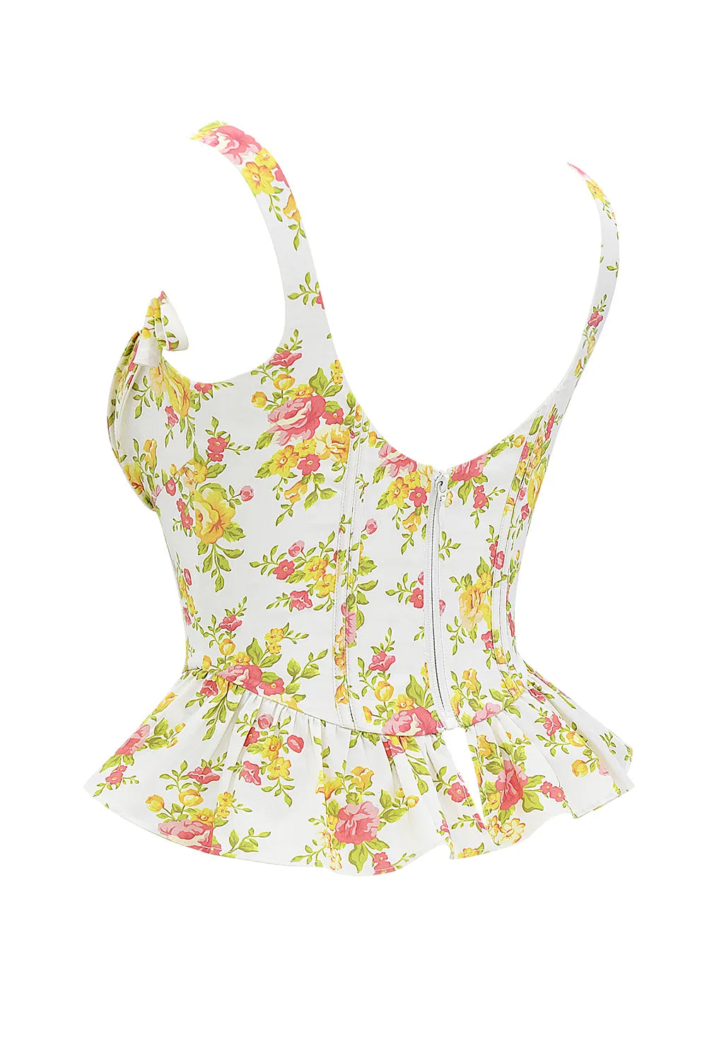 Gigou Royal Rose Print Peplum Cotton Corset