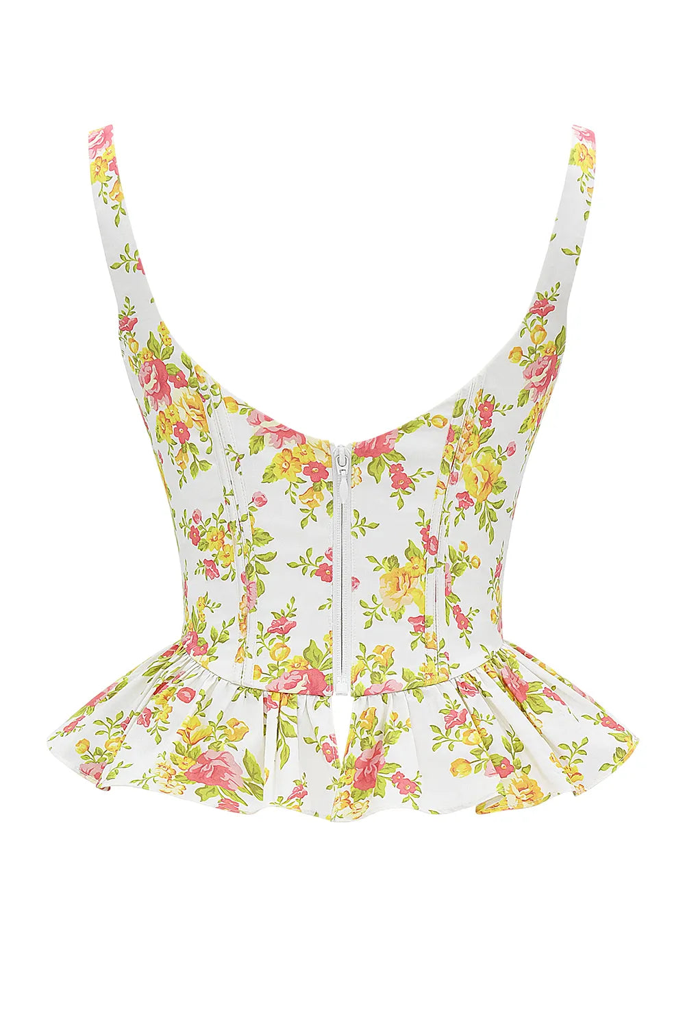 Gigou Royal Rose Print Peplum Cotton Corset