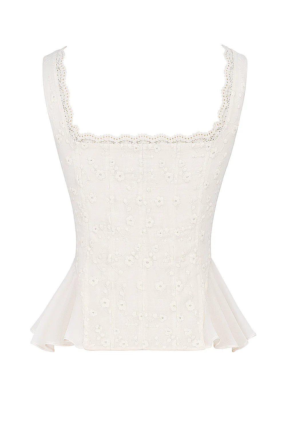 Jean Vintage Cream Cotton Broderie Anglais Peplum Top
