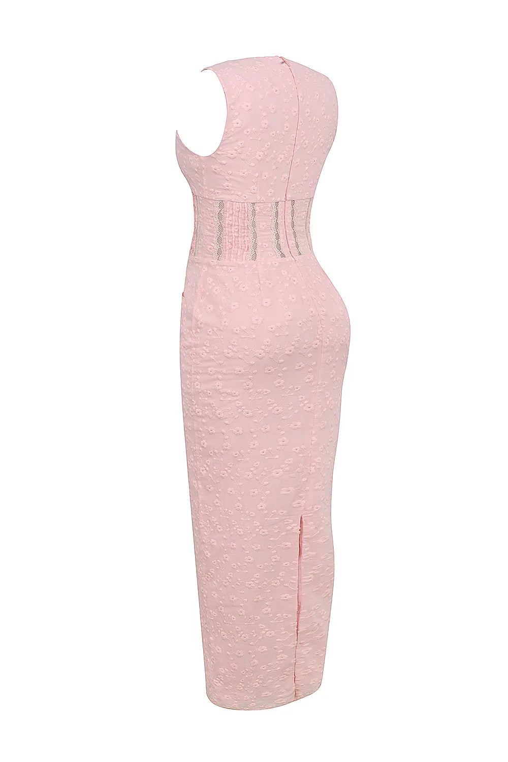 Sophina Perfectly Pink Broderie Anglais Plunge Maxi Dress