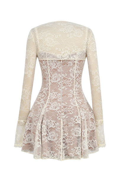 Alice Vintage Cream Lace Mini Dress