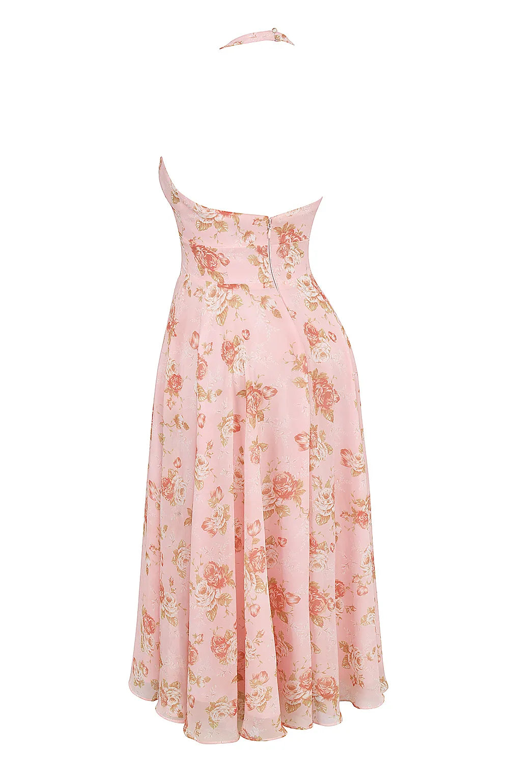 Solada English Vintage Rose Print Georgette Halter Sundress