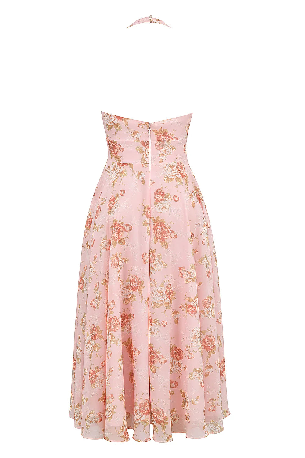 Solada English Vintage Rose Print Georgette Halter Sundress