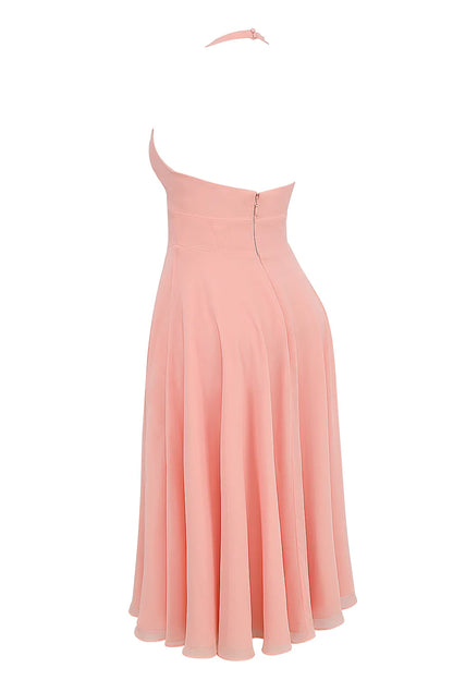 Solada Peach Georgette Halter Sundress