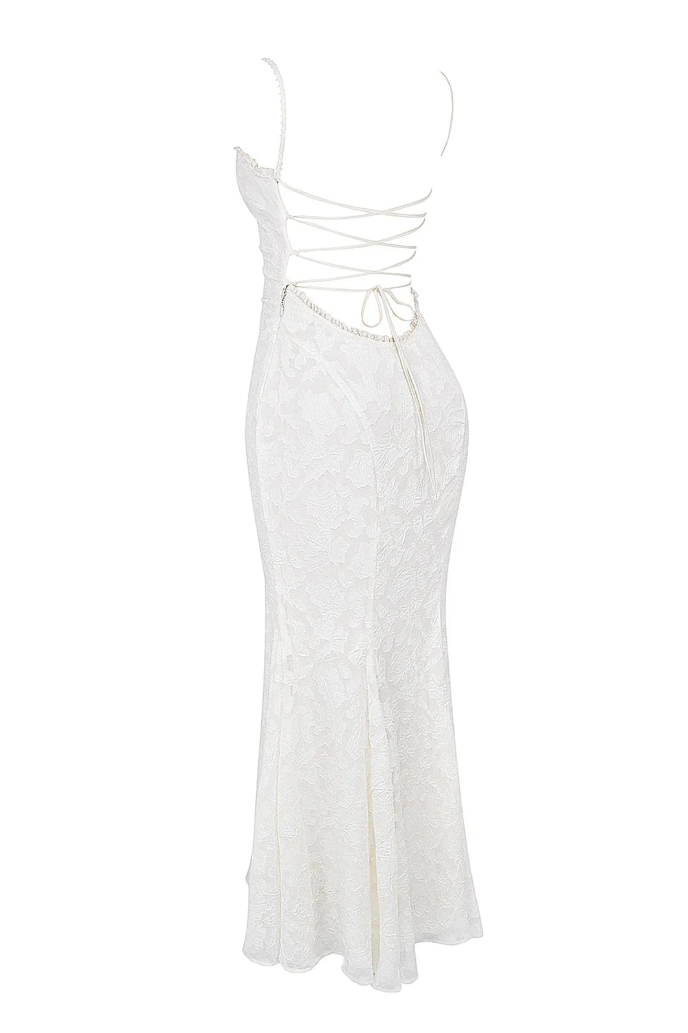Joan Ivory Lace Up Back Maxi Dress