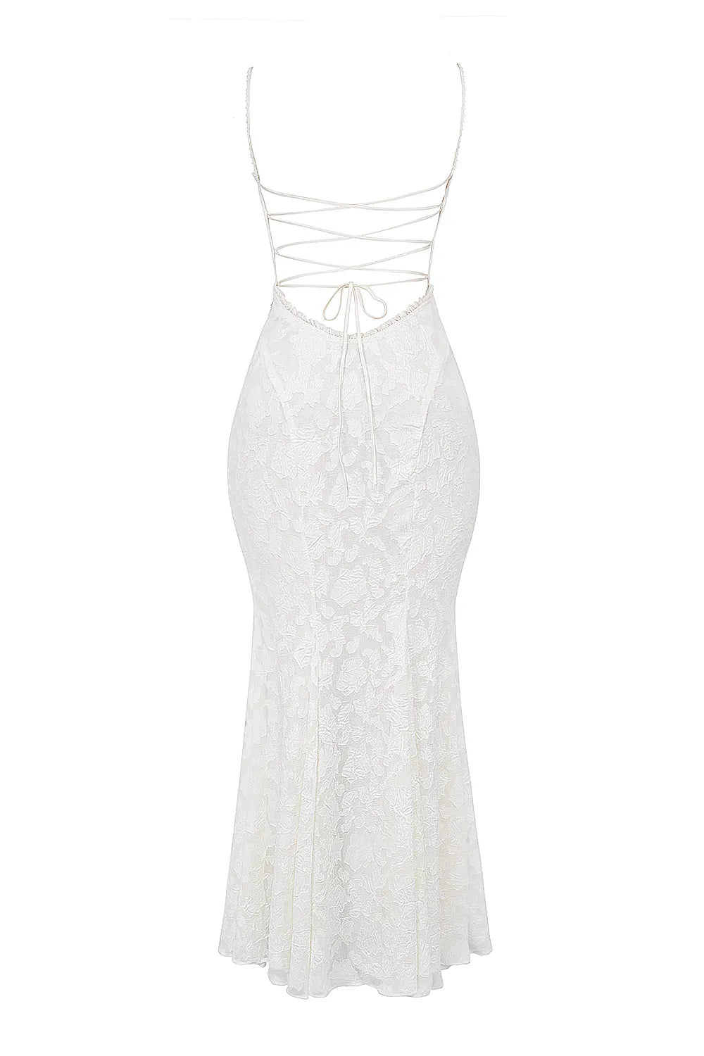 Joan Ivory Lace Up Back Maxi Dress