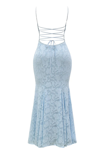 Joan Bluebell Lace Up Back Maxi Dress