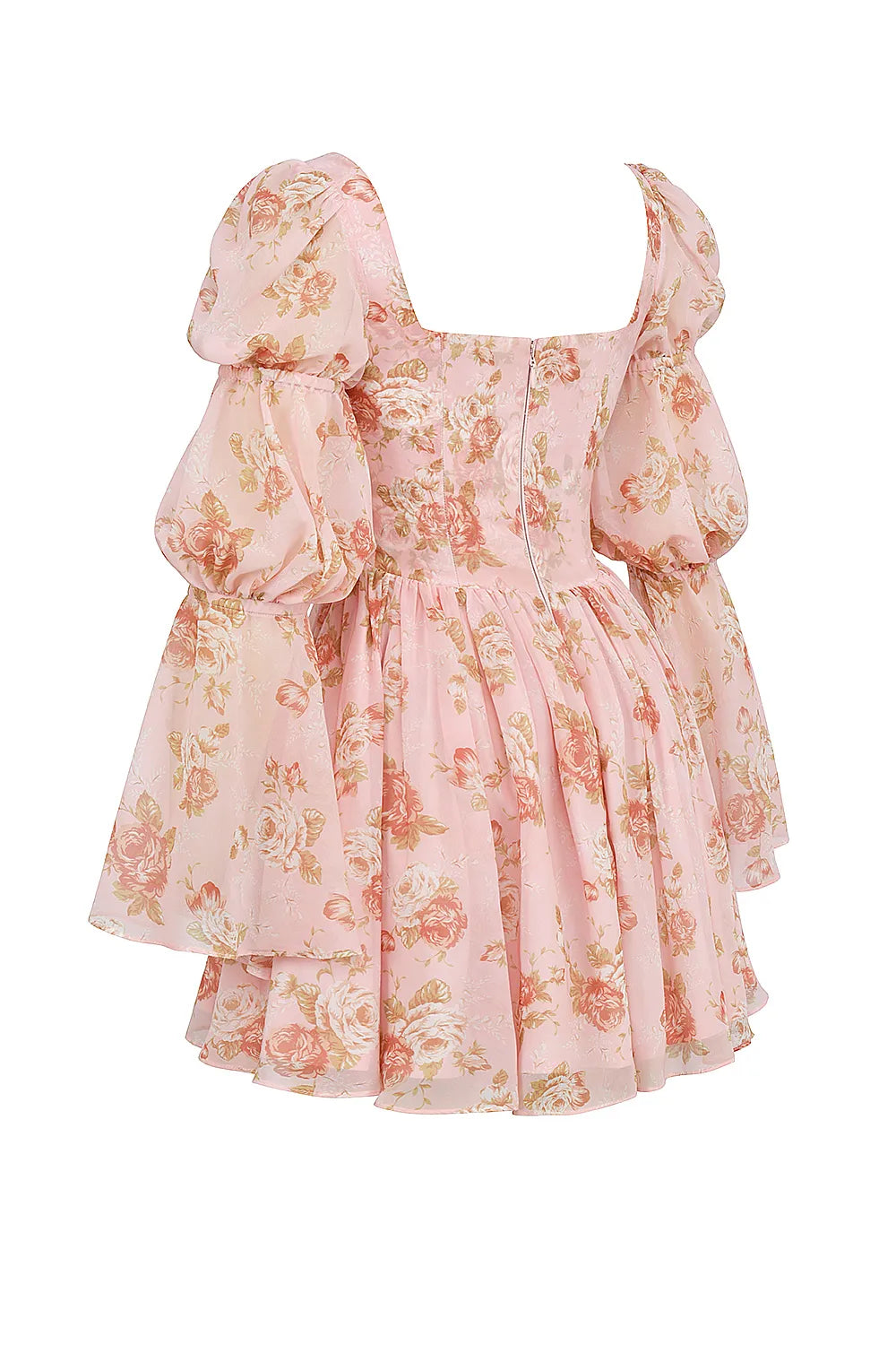 Sancia English Vintage Rose Print Puff Sleeve Mini Dress