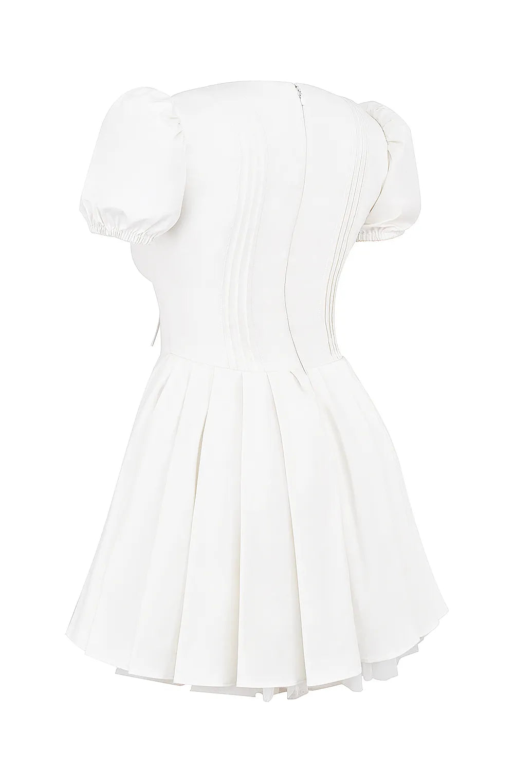 Imani White Pleated Cotton Mini Dress